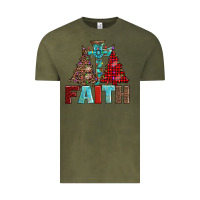 Vintage Olive cross and christmas trees Vintage Tee - AdoDesignShop