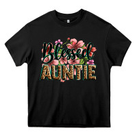 Black flowers blessed auntie Heavy Core Tee - Zillion Design Studio