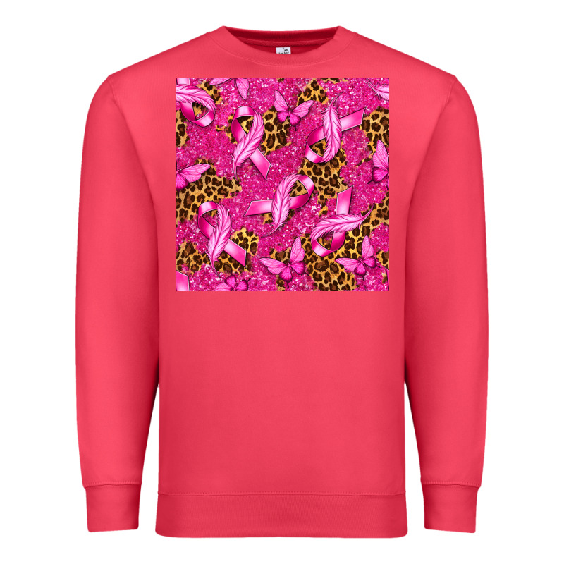 Breast Cancer With Ribbon And Butterfly Seamless P Premium Sweatshirt by texasbilliewilder | Teevron