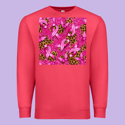 Breast Cancer With Ribbon And Butterfly Seamless P Premium Sweatshirt Designed By Texasbilliewilder