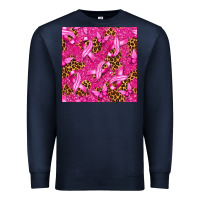 Navy breast cancer with ribbon and butterfly seamless p Premium Sweatshirt - texasbilliewilder