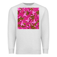 Oatmeal Heather breast cancer with ribbon and butterfly seamless p Premium Sweatshirt - texasbilliewilder