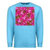 Ocean Blue breast cancer with ribbon and butterfly seamless p Premium Sweatshirt - texasbilliewilder