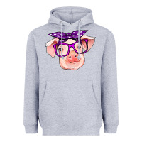 Heather Grey pig with bandana Heavyweight Hoodie - RanaPortraitStore