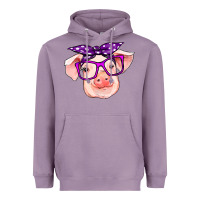 Lavender pig with bandana Heavyweight Hoodie - RanaPortraitStore