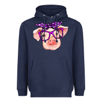 Navy pig with bandana Heavyweight Hoodie - RanaPortraitStore