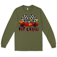 Army Green pit crew boys birthday race car Long Sleeve Tee - MaliasSmallBusiness