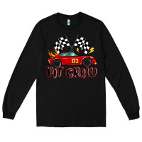 Black pit crew boys birthday race car Long Sleeve Tee - MaliasSmallBusiness