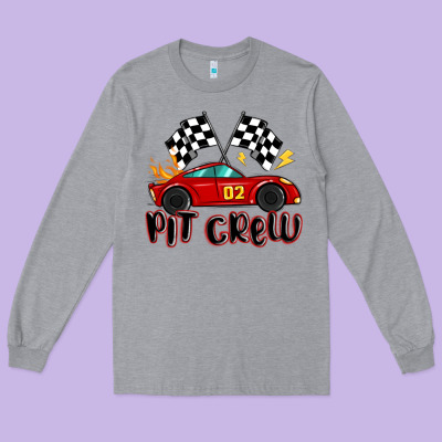 Pit Crew Boys Birthday Race Car Long Sleeve Tee Designed By Maliassmallbusiness
