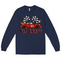 Navy pit crew boys birthday race car Long Sleeve Tee - MaliasSmallBusiness