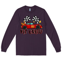 Plum pit crew boys birthday race car Long Sleeve Tee - MaliasSmallBusiness