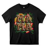 Black floral leopard mama Heavy Core Tee - Zillion Design Studio