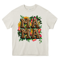 Cream floral leopard mama Heavy Core Tee - Zillion Design Studio