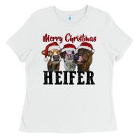 White merry christmas heifer Ladies Tee - RanaPortraitStore