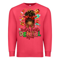 Cardinal Santa's Favorite Dental Squad Afro Messy Bun Premium Sweatshirt - texasbilliewilder