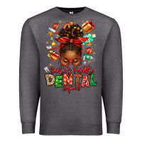 Charcoal Heather Santa's Favorite Dental Squad Afro Messy Bun Premium Sweatshirt - texasbilliewilder