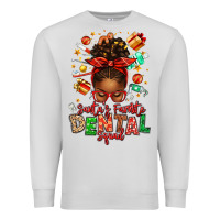 Dove Grey Santa's Favorite Dental Squad Afro Messy Bun Premium Sweatshirt - texasbilliewilder