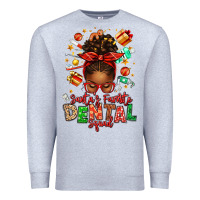 Heather Grey Santa's Favorite Dental Squad Afro Messy Bun Premium Sweatshirt - texasbilliewilder
