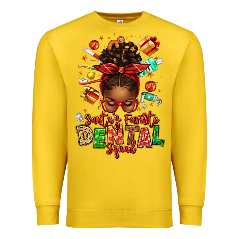 Santa's Favorite Dental Squad Afro Messy Bun Premium Sweatshirt by texasbilliewilder | Teevron