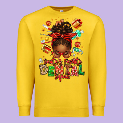 Santa's Favorite Dental Squad Afro Messy Bun Premium Sweatshirt Designed By Texasbilliewilder