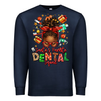Navy Santa's Favorite Dental Squad Afro Messy Bun Premium Sweatshirt - texasbilliewilder
