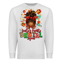 Oatmeal Heather Santa's Favorite Dental Squad Afro Messy Bun Premium Sweatshirt - texasbilliewilder