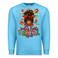 Ocean Blue Santa's Favorite Dental Squad Afro Messy Bun Premium Sweatshirt - texasbilliewilder