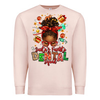Pale Pink Santa's Favorite Dental Squad Afro Messy Bun Premium Sweatshirt - texasbilliewilder