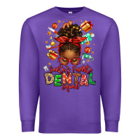 Purple Santa's Favorite Dental Squad Afro Messy Bun Premium Sweatshirt - texasbilliewilder