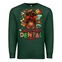 Sports Green Santa's Favorite Dental Squad Afro Messy Bun Premium Sweatshirt - texasbilliewilder