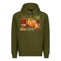 Army Green Just a girl who loves Fall Premium Hoodie - NancyCooperArtShop