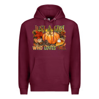 Burgundy Just a girl who loves Fall Premium Hoodie - NancyCooperArtShop