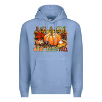 Colony Blue Just a girl who loves Fall Premium Hoodie - NancyCooperArtShop