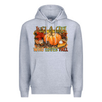 Heather Grey Just a girl who loves Fall Premium Hoodie - NancyCooperArtShop