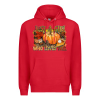 Red Just a girl who loves Fall Premium Hoodie - NancyCooperArtShop