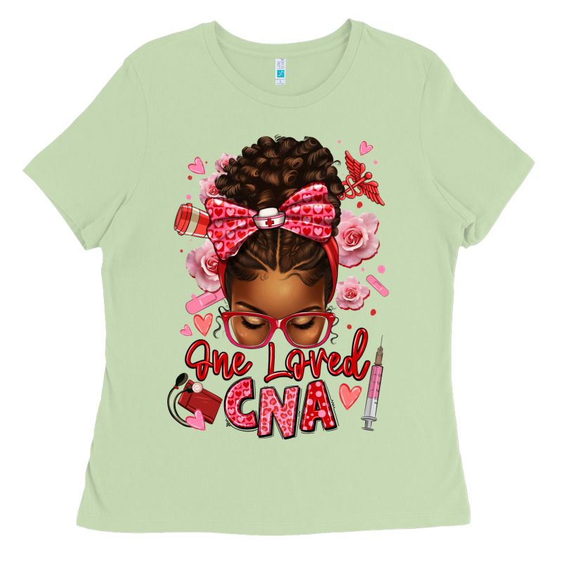 One Loved Cna Afro Messy Bun Ladies Tee by texasbilliewilder | Teevron