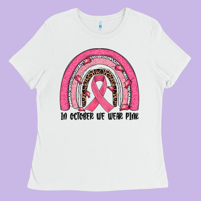 In October We Wear Pink Rainbow Ladies Tee Designed By Jahusdesignshop