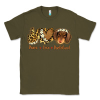 Army Green Peace Love Dachshund Classic Tee - Jasminsmagicworld