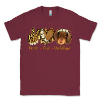 Burgundy Peace Love Dachshund Classic Tee - Jasminsmagicworld