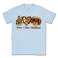 Dusty Blue Peace Love Dachshund Classic Tee - Jasminsmagicworld