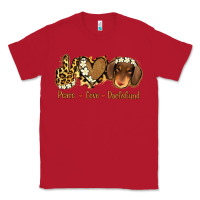 Red Peace Love Dachshund Classic Tee - Jasminsmagicworld