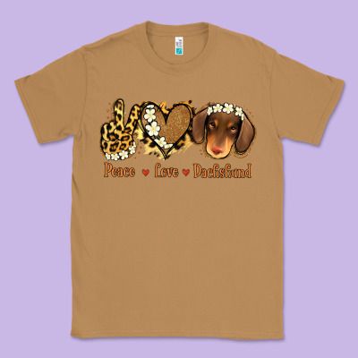 Peace Love Dachshund Classic Tee Designed By Jasminsmagicworld