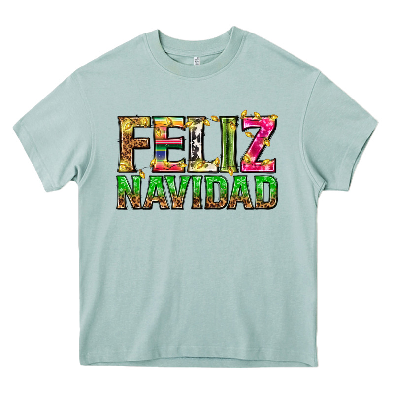 Feliz Navidad With Pattern Heavy Core Tee by texasbilliewilder | Teevron