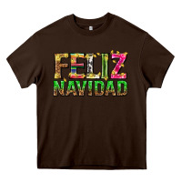 Chocolate Brown feliz navidad with pattern Heavy Core Tee - texasbilliewilder