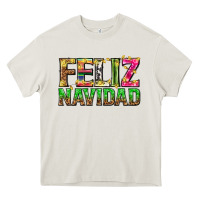 Cream feliz navidad with pattern Heavy Core Tee - texasbilliewilder