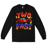 Black two fast boys birthday racing car Long Sleeve Tee - MaliasSmallBusiness