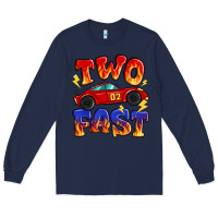 Navy two fast boys birthday racing car Long Sleeve Tee - MaliasSmallBusiness