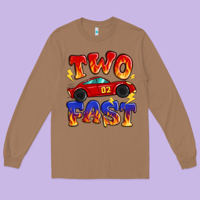 Two Fast Boys Birthday Racing Car Long Sleeve Tee Designed By Maliassmallbusiness