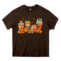 Chocolate Brown pumpkins coffee cups Heavy Core Tee - Zillion Design Studio