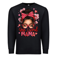 Black one loved mama messy bun Premium Sweatshirt - texasbilliewilder